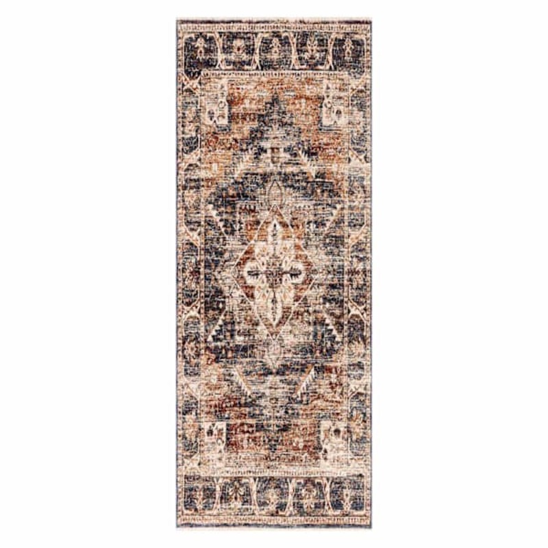 (A407) Halton Slate Rust Distressed-Look Runner, 2×7