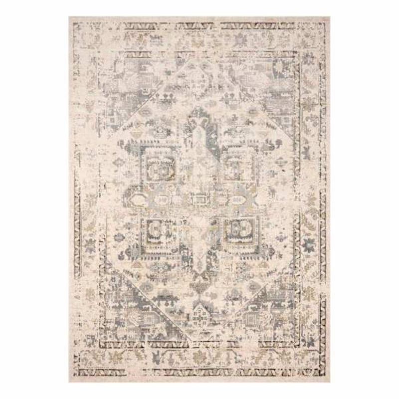 (A433) Cliff Grey Vintage Medallion Area Rug, 9×12