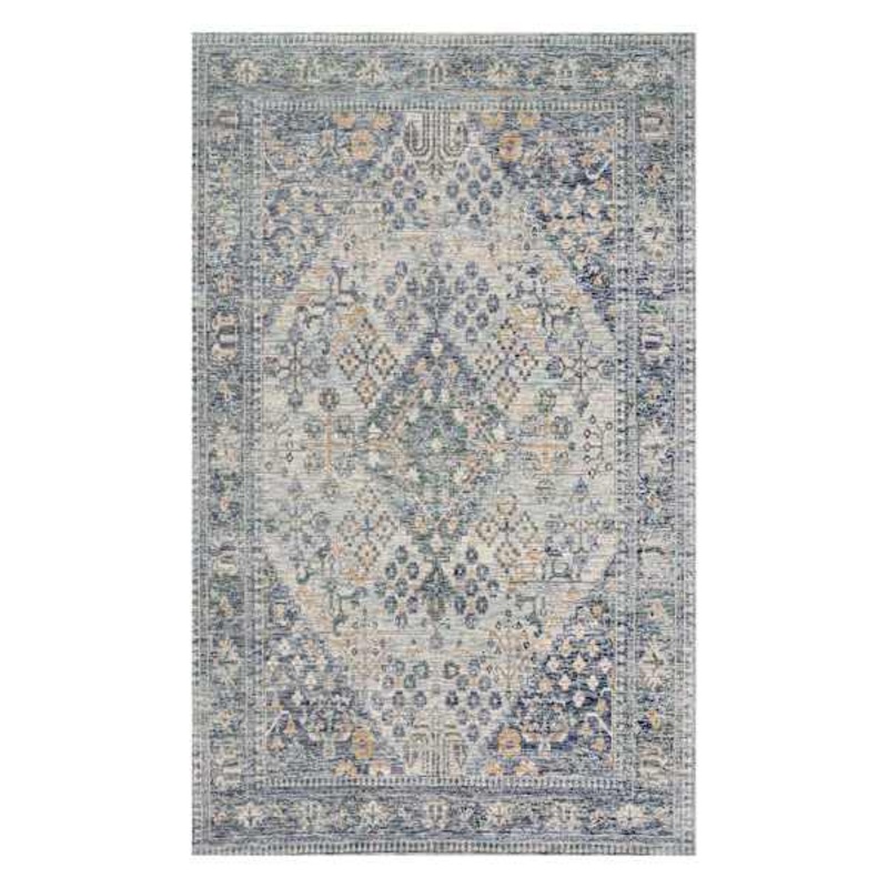 (A436) Honeybloom Penelope Grey Diamond Distressed Look Area Rug, 5×8