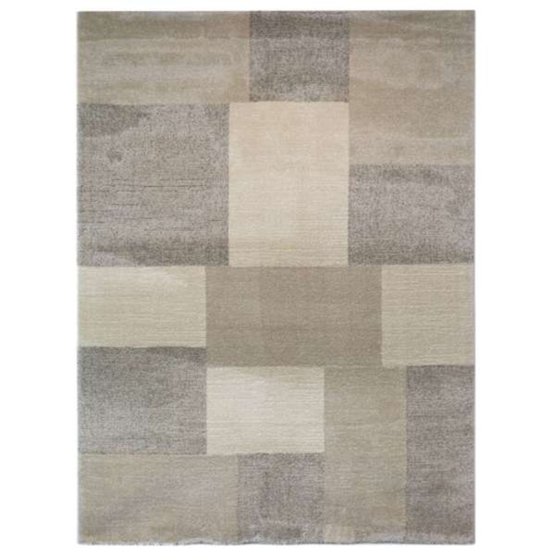 (A444) Siroc Neutral Blocks Area Rug, 5×7