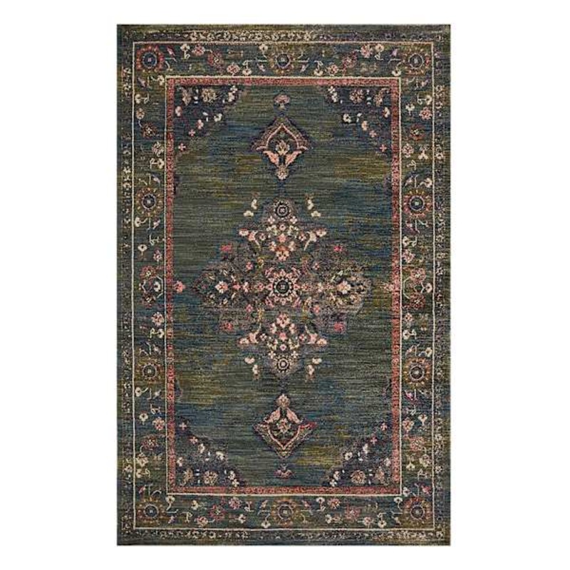 (A466) Jewel Green Medallion Area Rug, 5×8