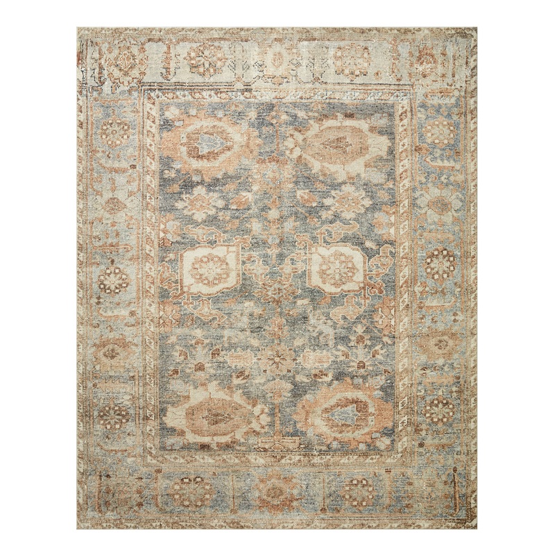 Everly Blue And Tan Persian Style Area Rug
