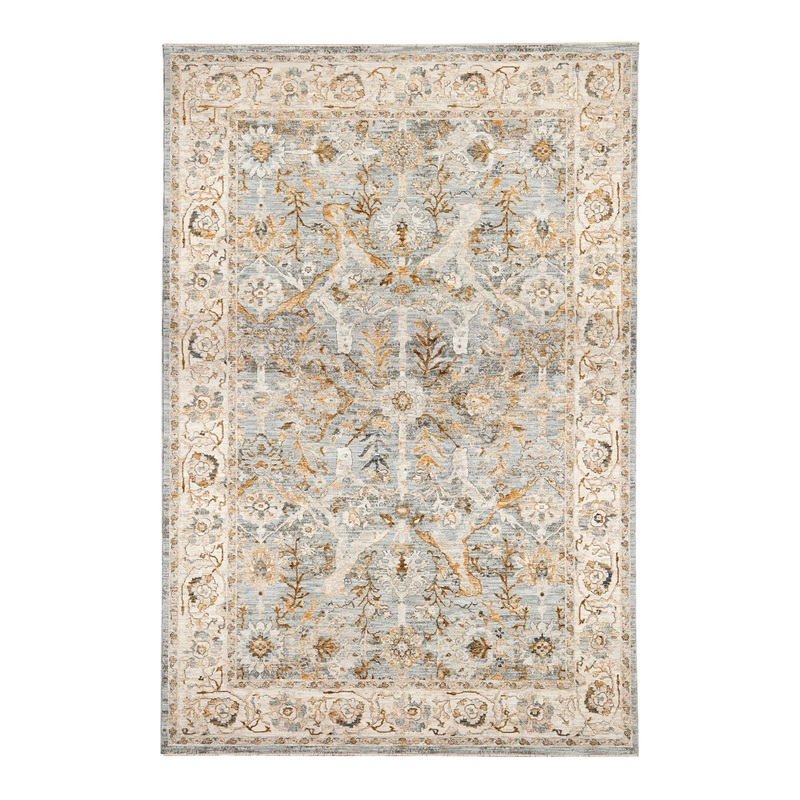 Impressions Kashan Blue and Gold Traditional Style Area Rug