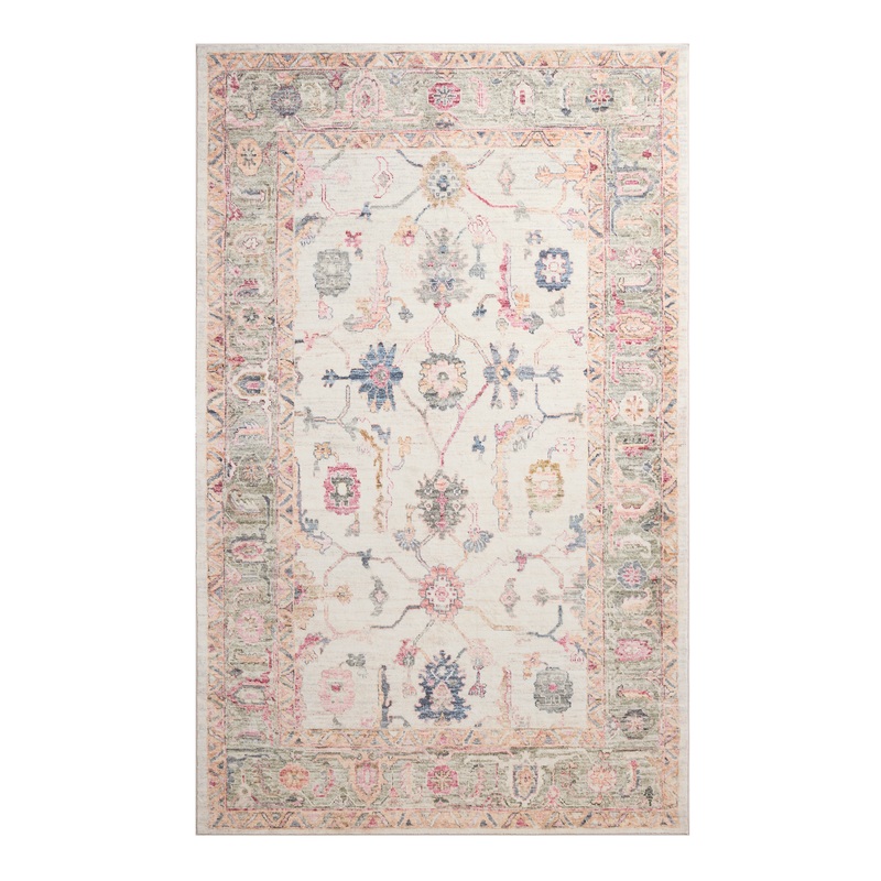 Isidora Ivory Multicolor Traditional Style Washable Area Rug