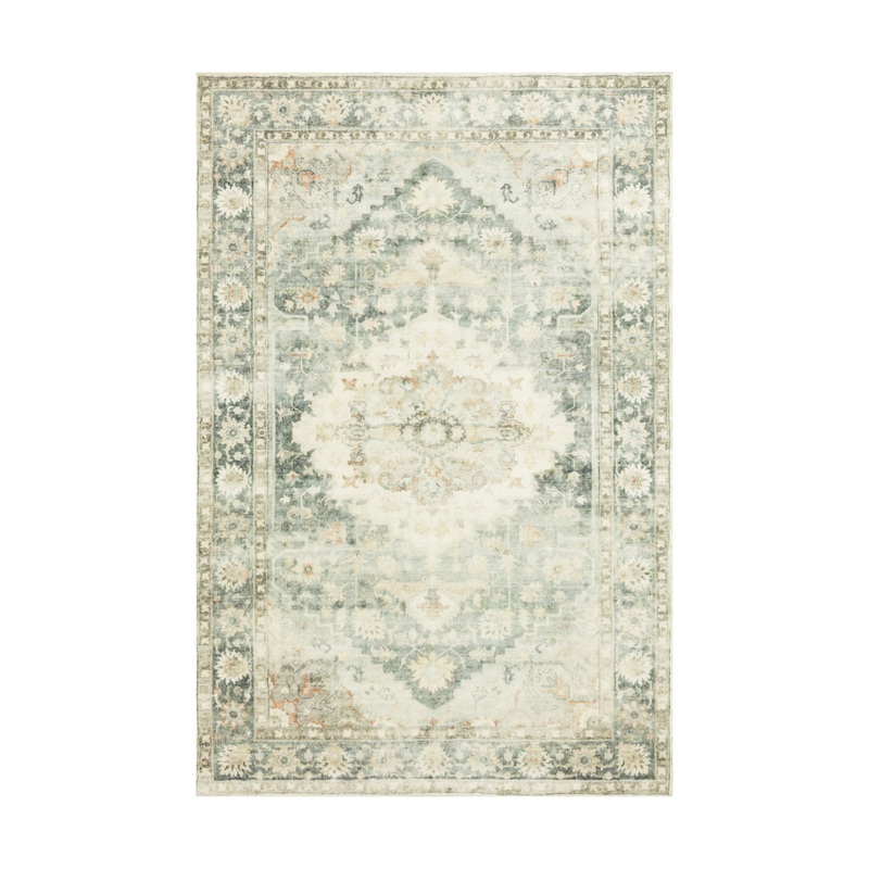 Ivory and Teal Medallion Rowan Area Rug