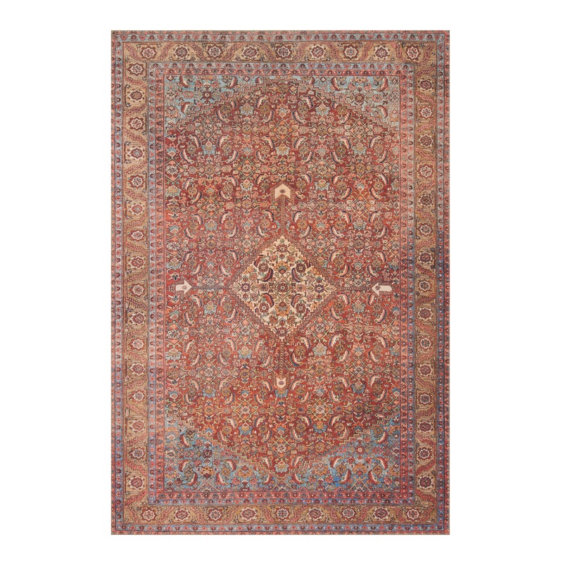 Loren Red Multicolor Distressed Traditional Style Area Rug