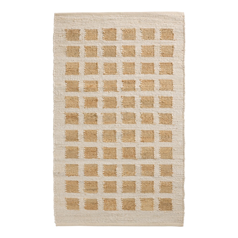 Montecito Bleached and Natural Windowpane Grid Jute Area Rug