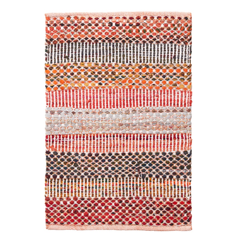 Orange Wide Stripe Cotton Chindi Area Rug
