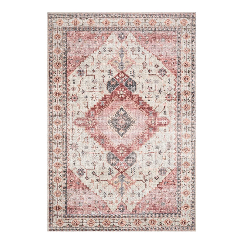Patmos Ivory and Berry Distressed Persian Style Area Rug