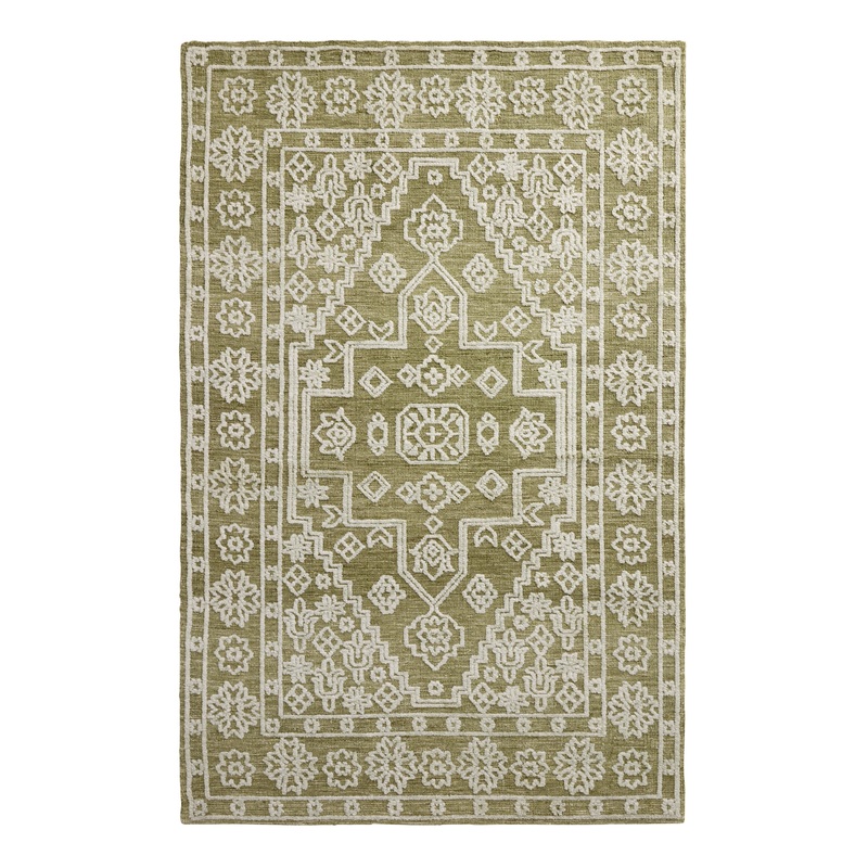 Quincy Two Tone Green Knitted Traditional Style Area Rug