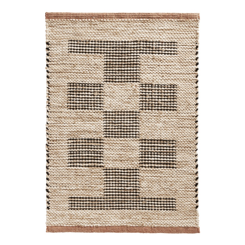 Rapa Natural and Black Geo Block Jute and Cotton Area Rug