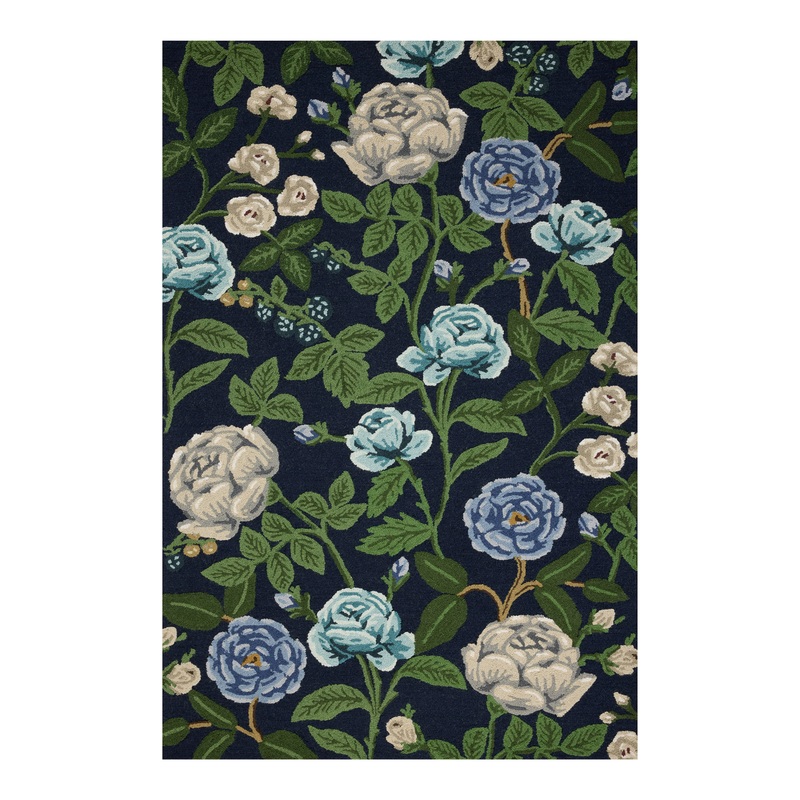 Rifle Paper Co. x Loloi Navy Highgrove Floral Wool Area Rug