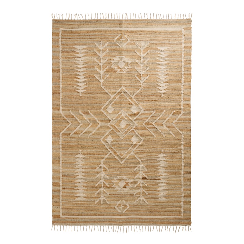 Riviera Ivory and Natural Jute Blend Punja Dhurrie Area Rug