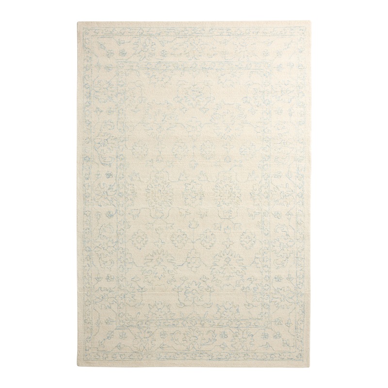 Serena Blue and Ivory Floral Tufted Wool Blend Area Rug