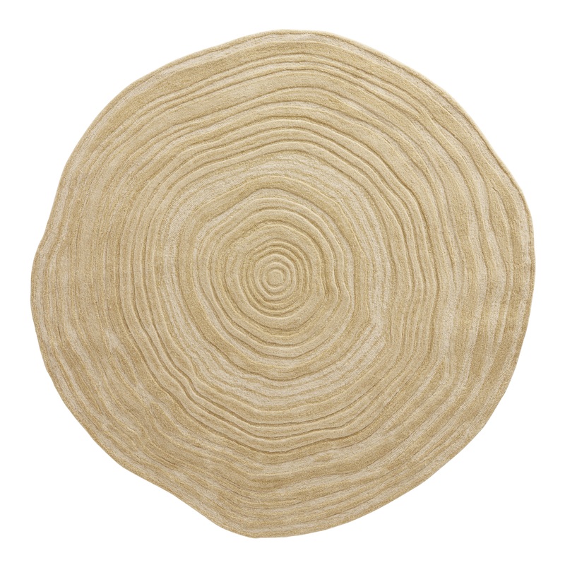 Simi Round Sand Tufted Wool Area Rug
