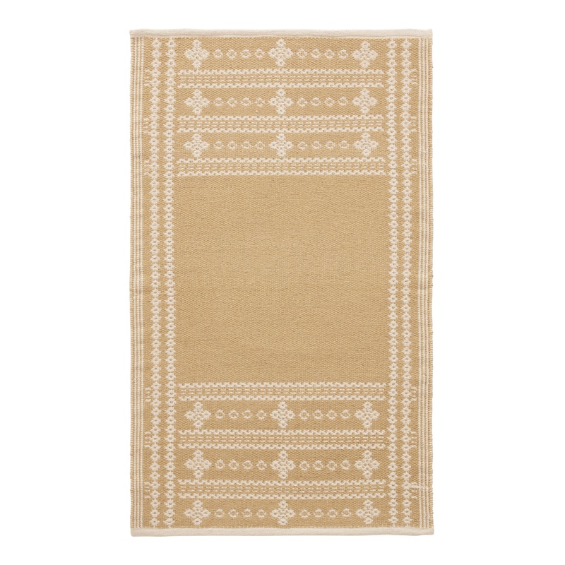 Sol Gold and Ivory Geo Cotton Blend Reversible Area Rug