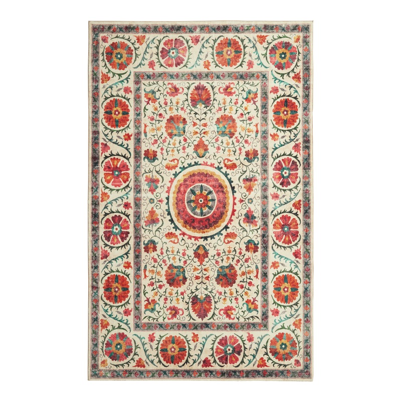 Suzi Red Multicolor Floral Suzani Style Area Rug