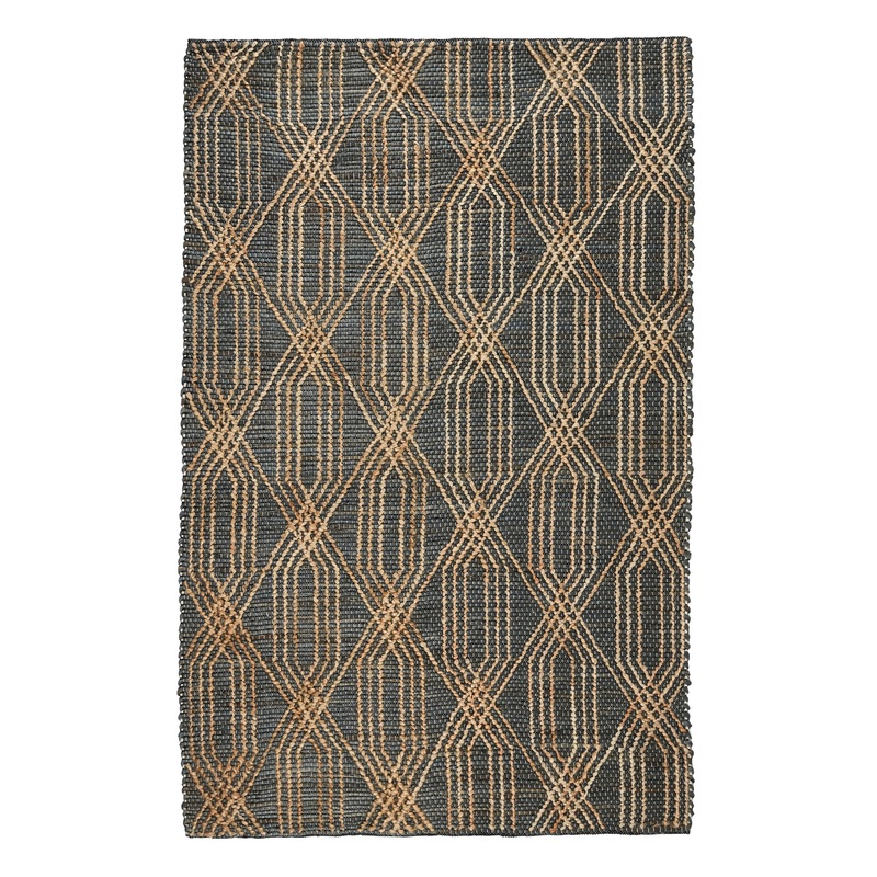 Tustin Charcoal Blue And Natural Geometric Jute Area Rug