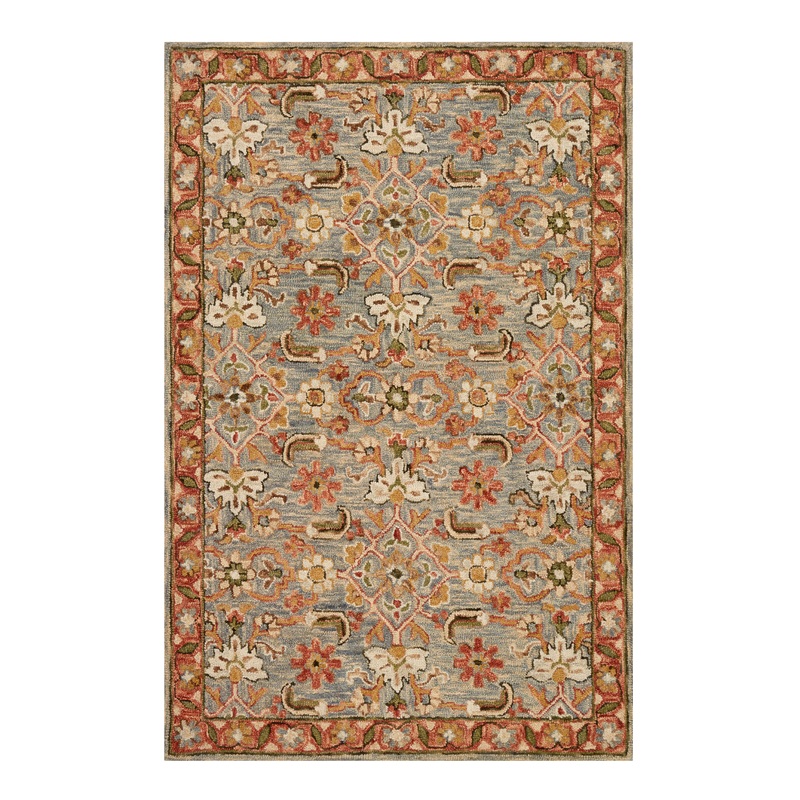 Victoria Slate Multicolor Floral Hand Hooked Wool Area Rug