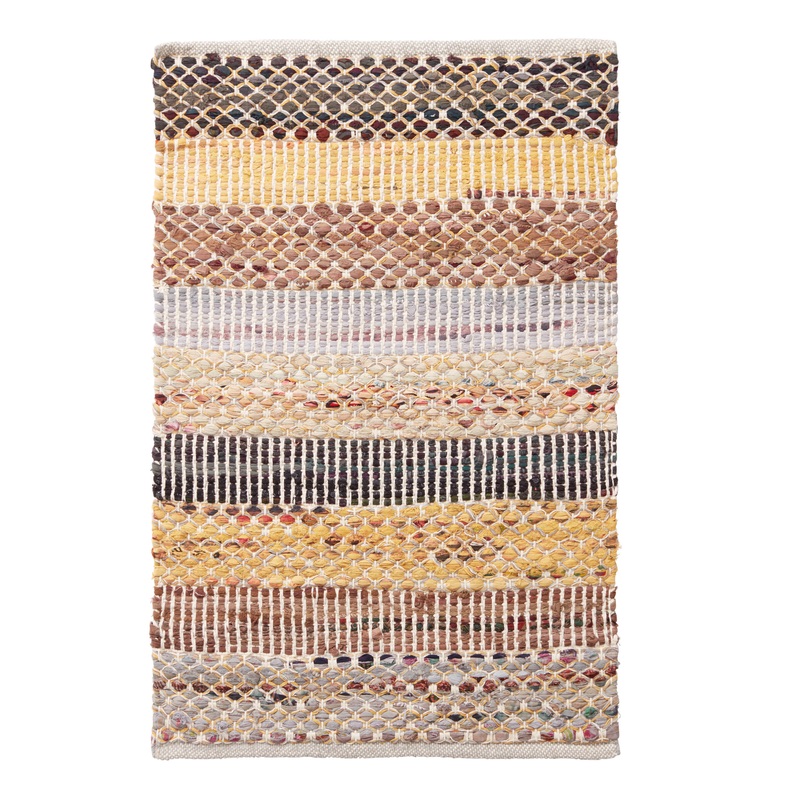 Yellow Wide Stripe Cotton Chindi Area Rug