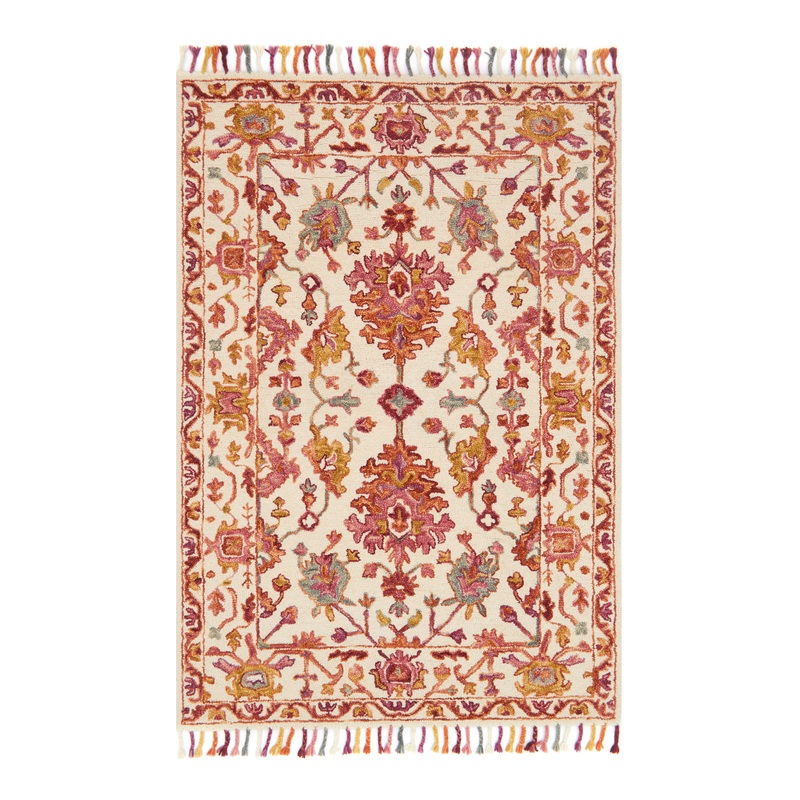 Zharah Berry Pink Multicolor Hand Hooked Wool Area Rug