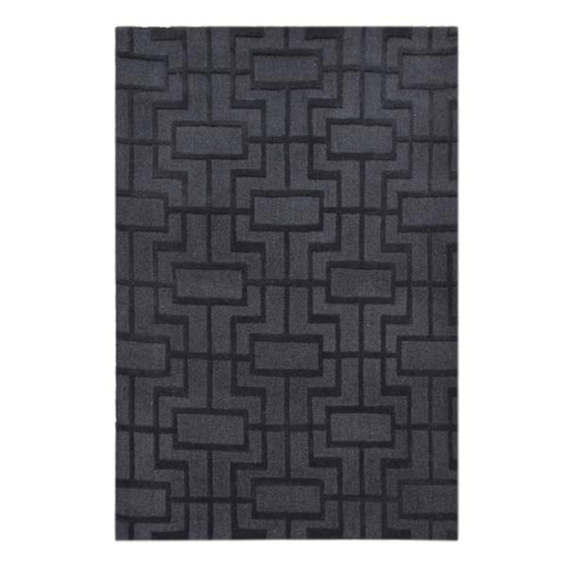 (A481) Crosby St. Black Geometric Line Area Rug, 5×7
