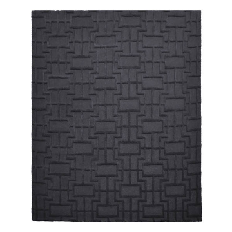 (A481) Crosby St. Black Geometric Line Area Rug, 8×10