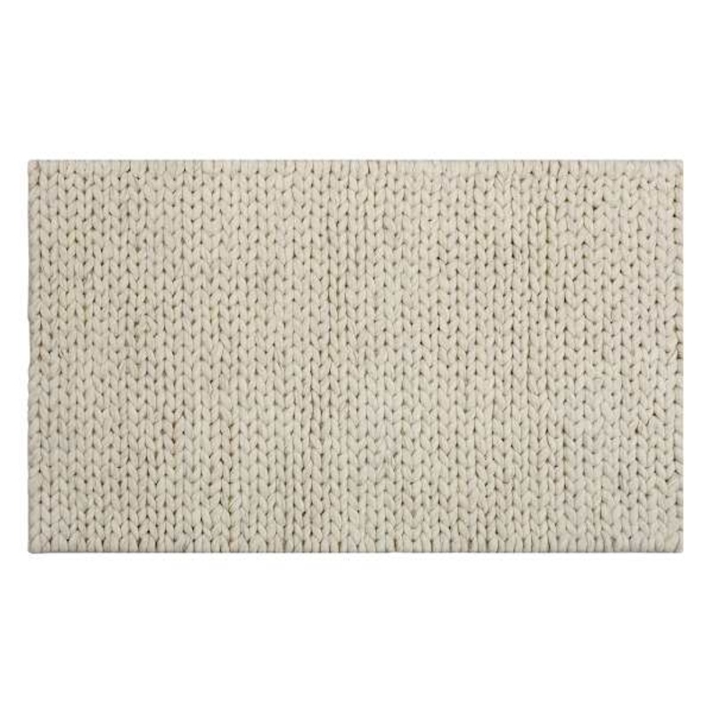 (A494) Ivory Chunky Knit Patterned Accent Rug, 2×4