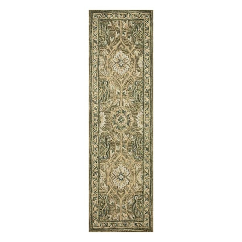 (A496) Honeybloom Victoria Sage Floral Hooked Runner, 2×7