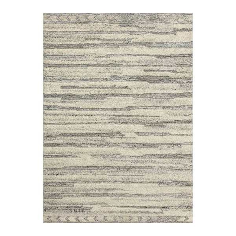 (A500) Fallows Ivory & Grey High-Low Tufted Area Rug, 5×7