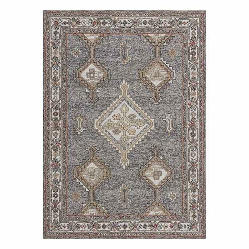 (A501) Jolene Grey Hooked Area Rug, 5×7