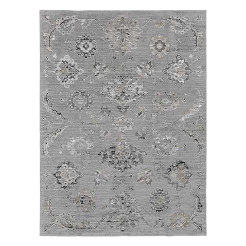 (A504) Fairfield Grey Floral Woven Area Rug, 5×7