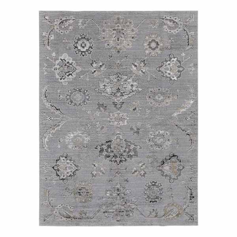(A504) Fairfield Grey Floral Woven Area Rug, 7×10