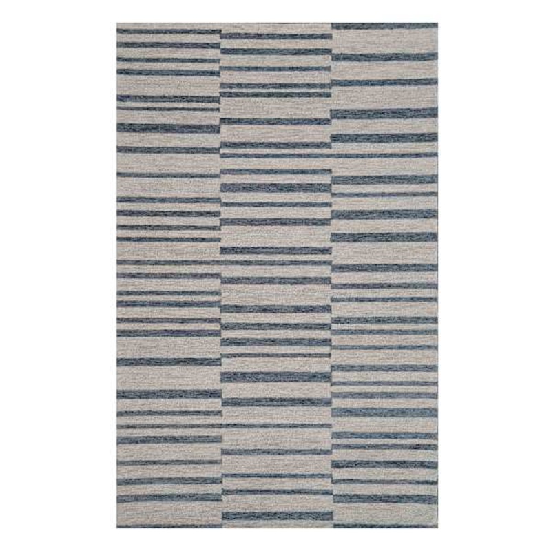 (A507) Owens Blue & White Broken Stripe Runner, 2×8