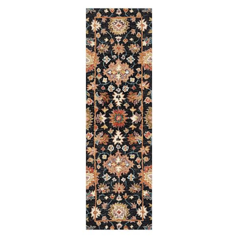 (A510) Pierce Black & Multicolor Floral Design Runner, 2×7