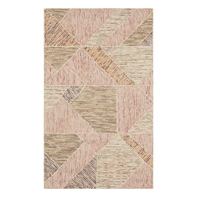 (A511) Tracey Boyd Sherman Gold & Blush Geo Design Accent Rug, 3×5