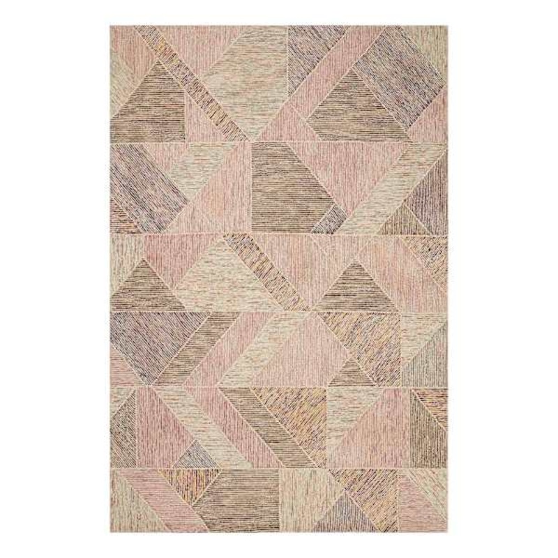 (A511) Tracey Boyd Sherman Gold & Blush Geo Design Area Rug, 5×7
