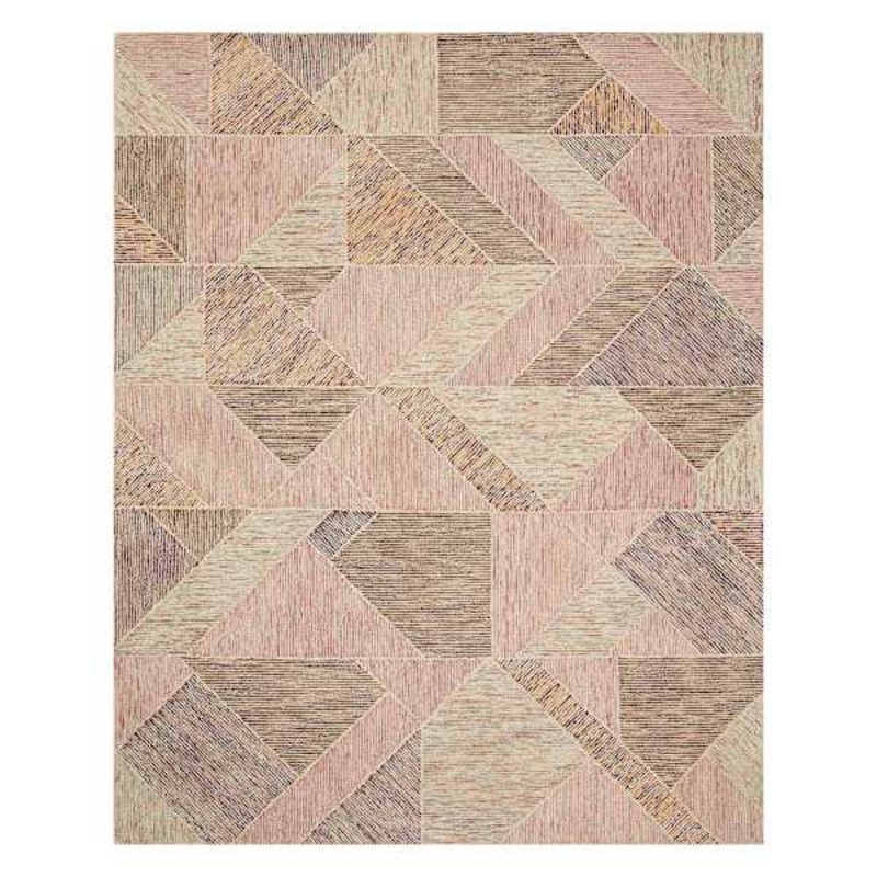 (A511) Tracey Boyd Sherman Gold & Blush Geo Design Area Rug, 8×10