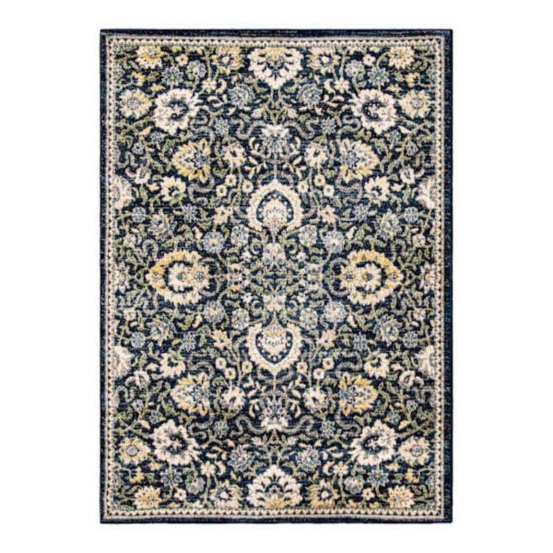 (A519) Olivia Navy Floral Area Rug, 8×10