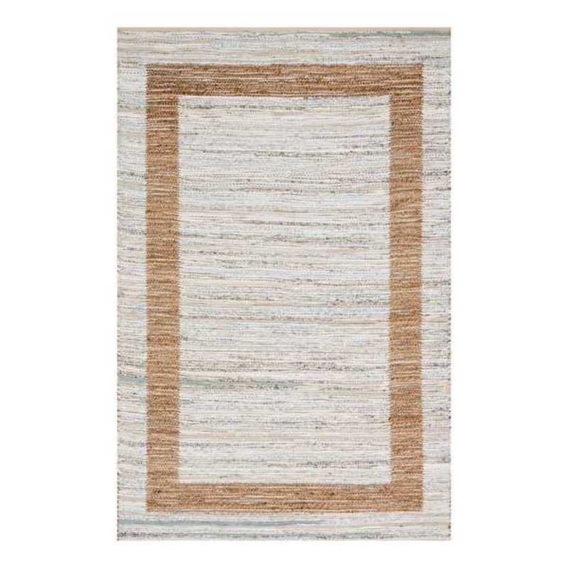 (B312) Henning Hand Woven Cotton & Jute Ivory Chindi Area Rug, 5×7