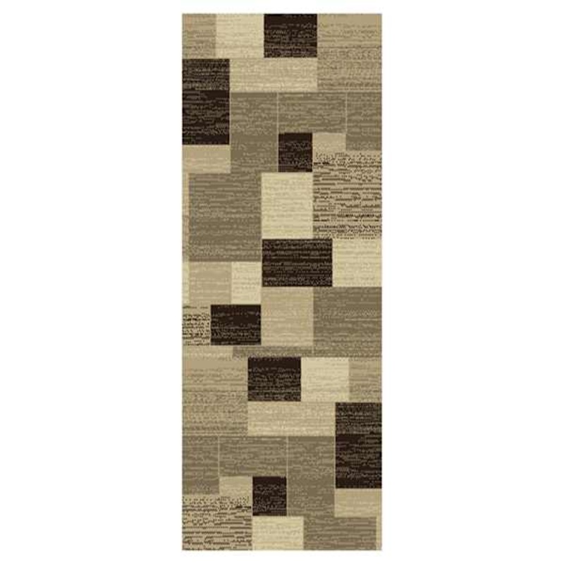 (B446) Romance Tan & Brown Geometric Runner, 2×6