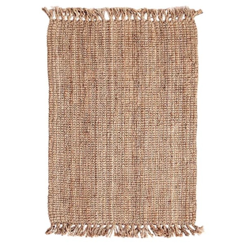 (B485) Honeybloom Jute Boucle Fringe Area Rug, 7×10