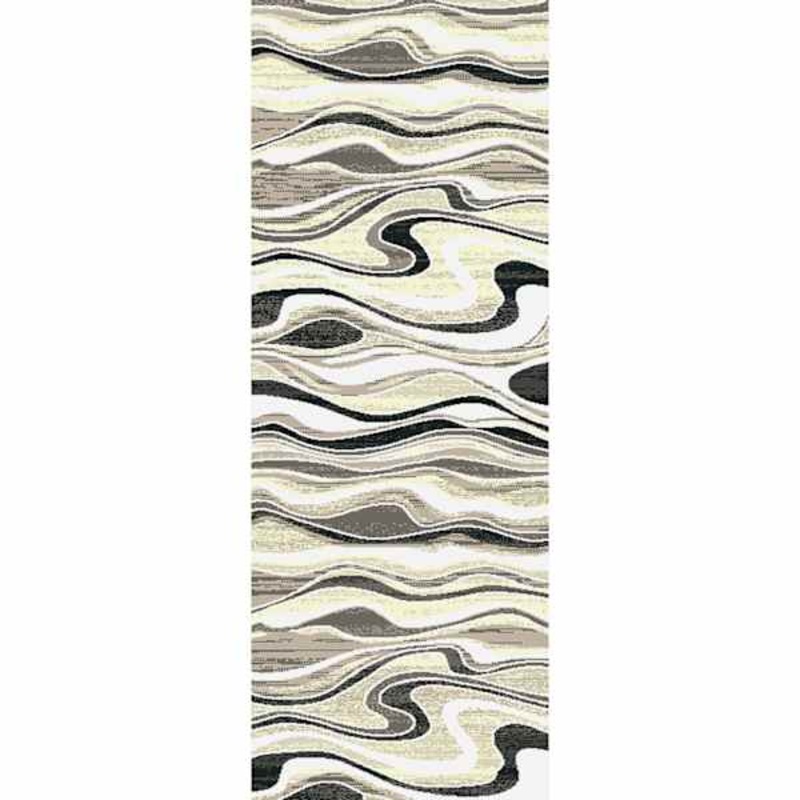 (B511) Soho Grey & Cream Waves Runner, 2×6