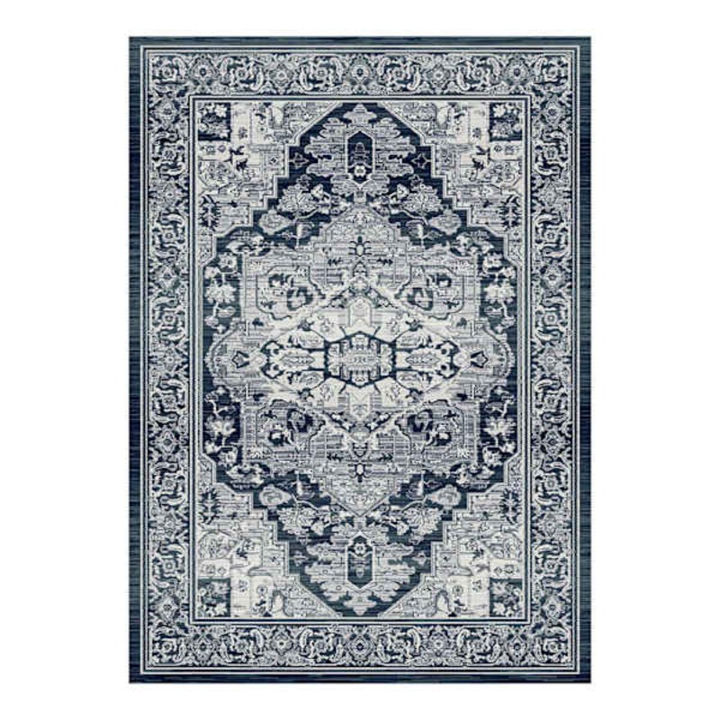 (B542) Caprice Vintage Navy Blue Area Rug, 5×7