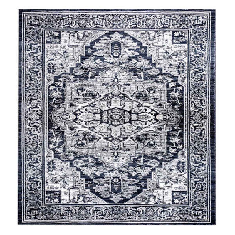 (B542) Caprice Vintage Navy Blue Area Rug, 8×9