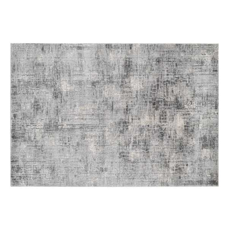 (B656) Mixed Grey Abstract Soft High-Low Design Accent Rug, 2×4