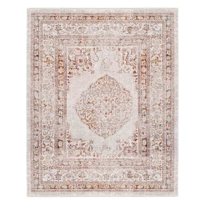 (B657) Blue & Ivory Faded Traditional Medallion Design Accent Rug, 3×5
