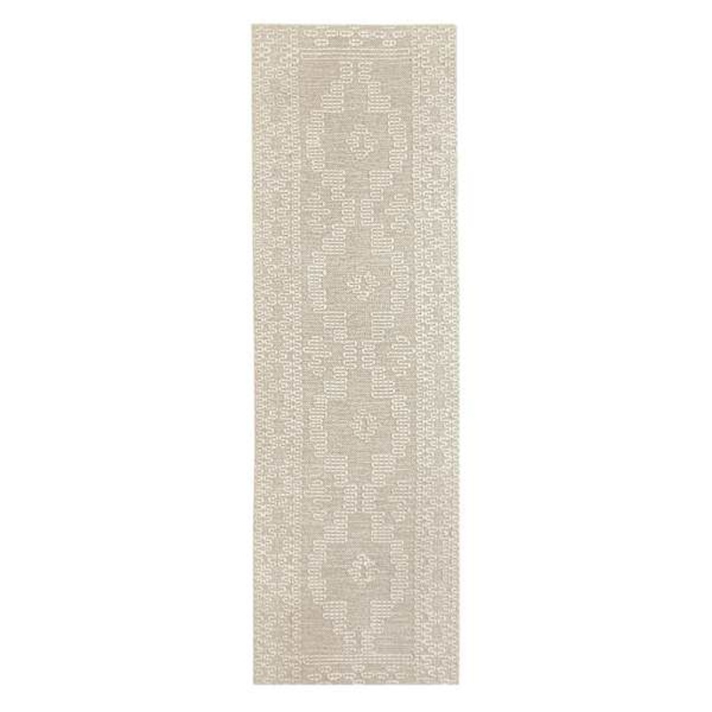 (B669) Found & Fable Goa Ivory Tribal Handmade Runner, 2×6