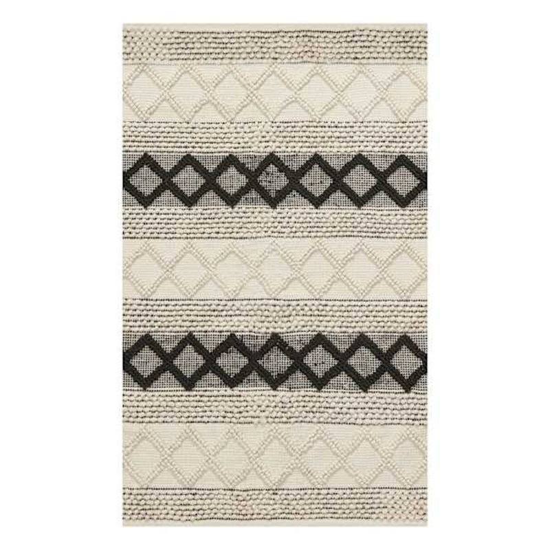 (B673) Found & Fable Noah Black & White Woven Accent Rug, 3×5