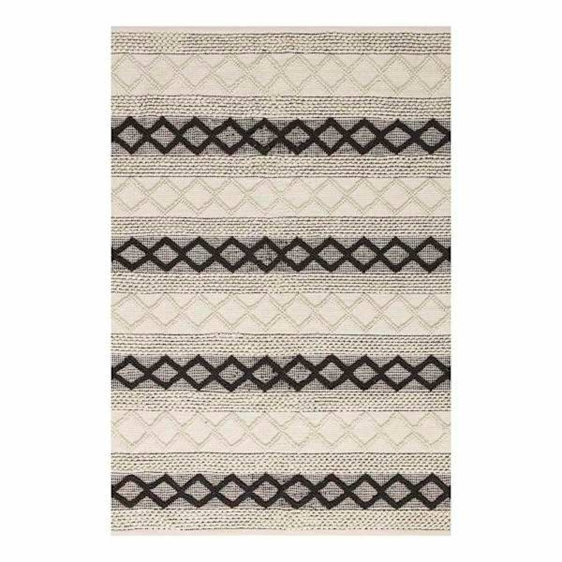 (B673) Found & Fable Noah Black & White Woven Area Rug, 5×7